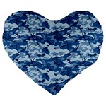 CAMO NAVY Large 19  Premium Heart Shape Cushions