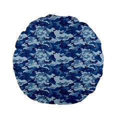 Camo Navy Standard 15  Premium Flano Round Cushions