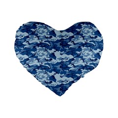 Camo Navy Standard 16  Premium Flano Heart Shape Cushions