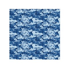 Camo Navy Small Satin Scarf (square)  by trendistuff