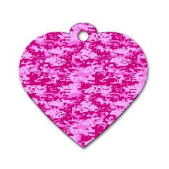 Camo Digital Pink Dog Tag Heart (two Sides)