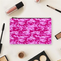 Camo Digital Pink Cosmetic Bag (medium)  by trendistuff