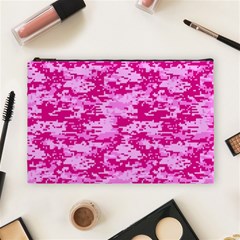 Camo Digital Pink Cosmetic Bag (large)  by trendistuff