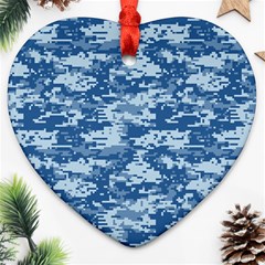 Camo Digital Navy Ornament (heart)  by trendistuff