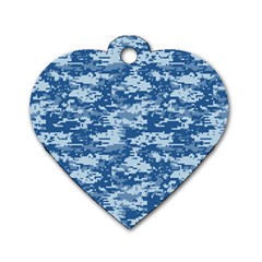 Camo Digital Navy Dog Tag Heart (one Side)