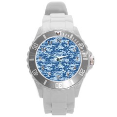 Camo Digital Navy Round Plastic Sport Watch (l)