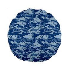 Camo Digital Navy Standard 15  Premium Round Cushions by trendistuff