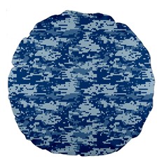 Camo Digital Navy Large 18  Premium Round Cushions by trendistuff