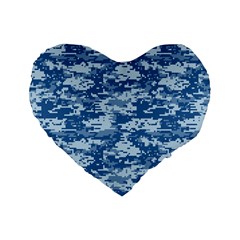 Camo Digital Navy Standard 16  Premium Heart Shape Cushions by trendistuff