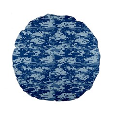 Camo Digital Navy Standard 15  Premium Flano Round Cushions