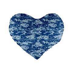 Camo Digital Navy Standard 16  Premium Flano Heart Shape Cushions