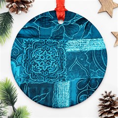 Blue Patchwork Ornament (round)  by trendistuff