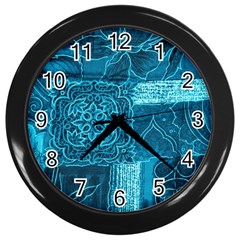 Blue Patchwork Wall Clocks (black) by trendistuff