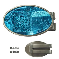 Blue Patchwork Money Clips (oval)  by trendistuff