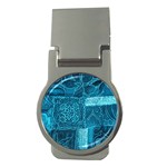 BLUE PATCHWORK Money Clips (Round)  Front