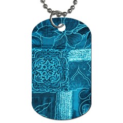 Blue Patchwork Dog Tag (one Side)