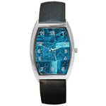 BLUE PATCHWORK Barrel Metal Watches Front