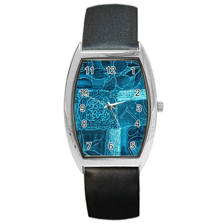 BLUE PATCHWORK Barrel Metal Watches