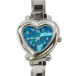 BLUE PATCHWORK Heart Italian Charm Watch Front