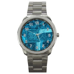 Blue Patchwork Sport Metal Watches by trendistuff