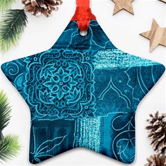 Blue Patchwork Star Ornament (two Sides)  by trendistuff