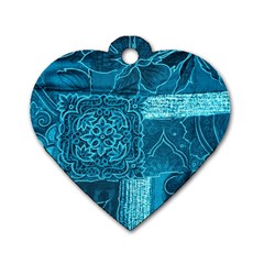 Blue Patchwork Dog Tag Heart (one Side) by trendistuff