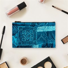 Blue Patchwork Cosmetic Bag (small)  by trendistuff