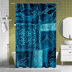 Blue Patchwork Shower Curtain 48  X 72  (small) 