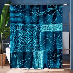 Blue Patchwork Shower Curtain 60  X 72  (medium) 