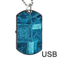 Blue Patchwork Dog Tag Usb Flash (two Sides) 