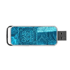 Blue Patchwork Portable Usb Flash (one Side)