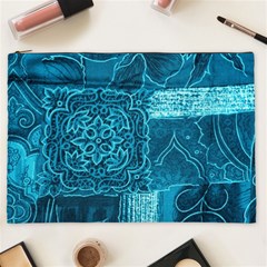 Blue Patchwork Cosmetic Bag (xxl)  by trendistuff