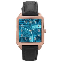 Blue Patchwork Rose Gold Watches by trendistuff