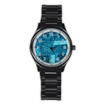 BLUE PATCHWORK Stainless Steel Round Watches Front