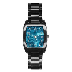 Blue Patchwork Stainless Steel Barrel Watch by trendistuff