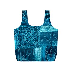 Blue Patchwork Full Print Recycle Bags (s) 