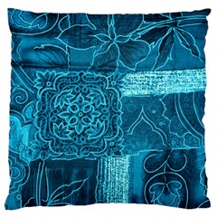 Blue Patchwork Large Flano Cushion Cases (one Side) 