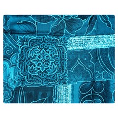 Blue Patchwork Double Sided Flano Blanket (medium)  by trendistuff