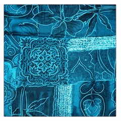 Blue Patchwork Large Satin Scarf (square) by trendistuff