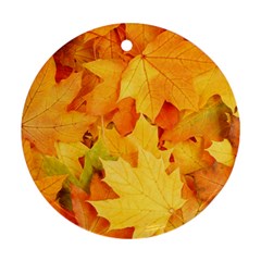 Yellow Maple Leaves Ornament (round)  by trendistuff