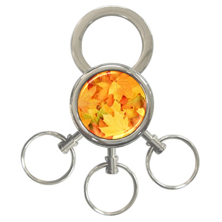 YELLOW MAPLE LEAVES 3-Ring Key Chains