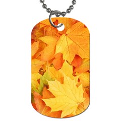 Yellow Maple Leaves Dog Tag (one Side) by trendistuff