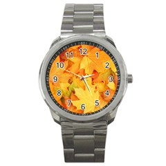 Yellow Maple Leaves Sport Metal Watches by trendistuff