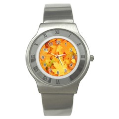 Yellow Maple Leaves Stainless Steel Watches