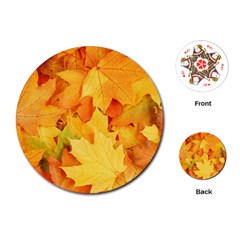 Yellow Maple Leaves Playing Cards (round)  by trendistuff