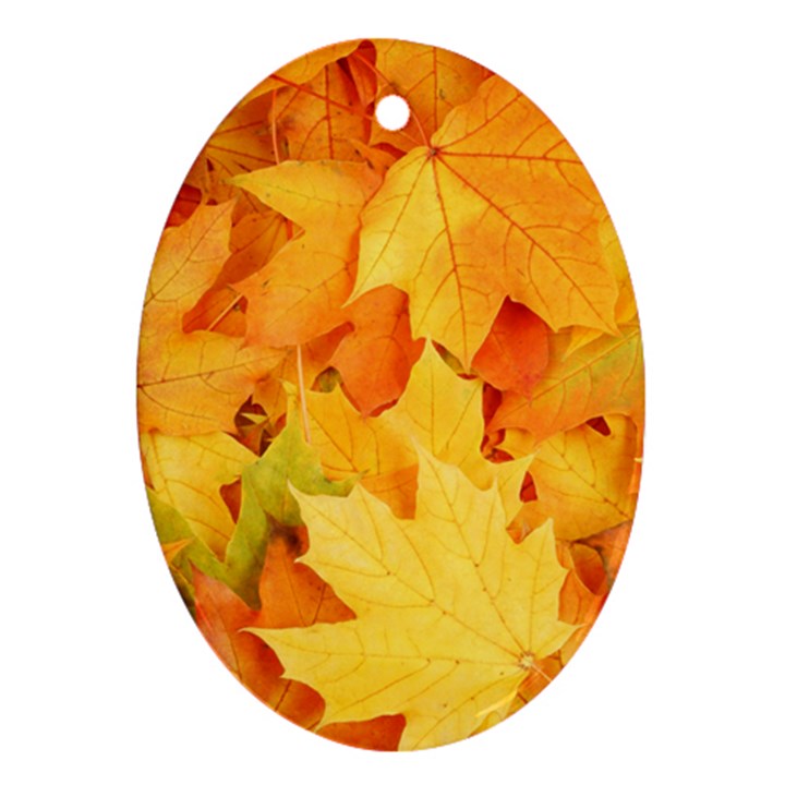 YELLOW MAPLE LEAVES Oval Ornament (Two Sides)