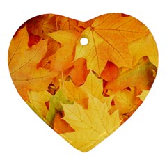 Yellow Maple Leaves Heart Ornament (2 Sides) by trendistuff