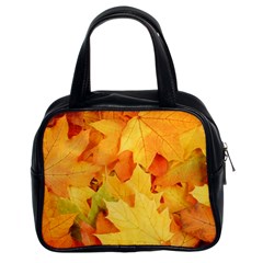 Yellow Maple Leaves Classic Handbags (2 Sides) by trendistuff