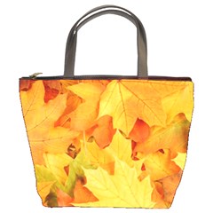 Yellow Maple Leaves Bucket Bags by trendistuff