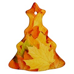 Yellow Maple Leaves Ornament (christmas Tree) by trendistuff